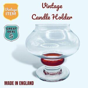 Vintage England Made Glass Tea Light Holder.